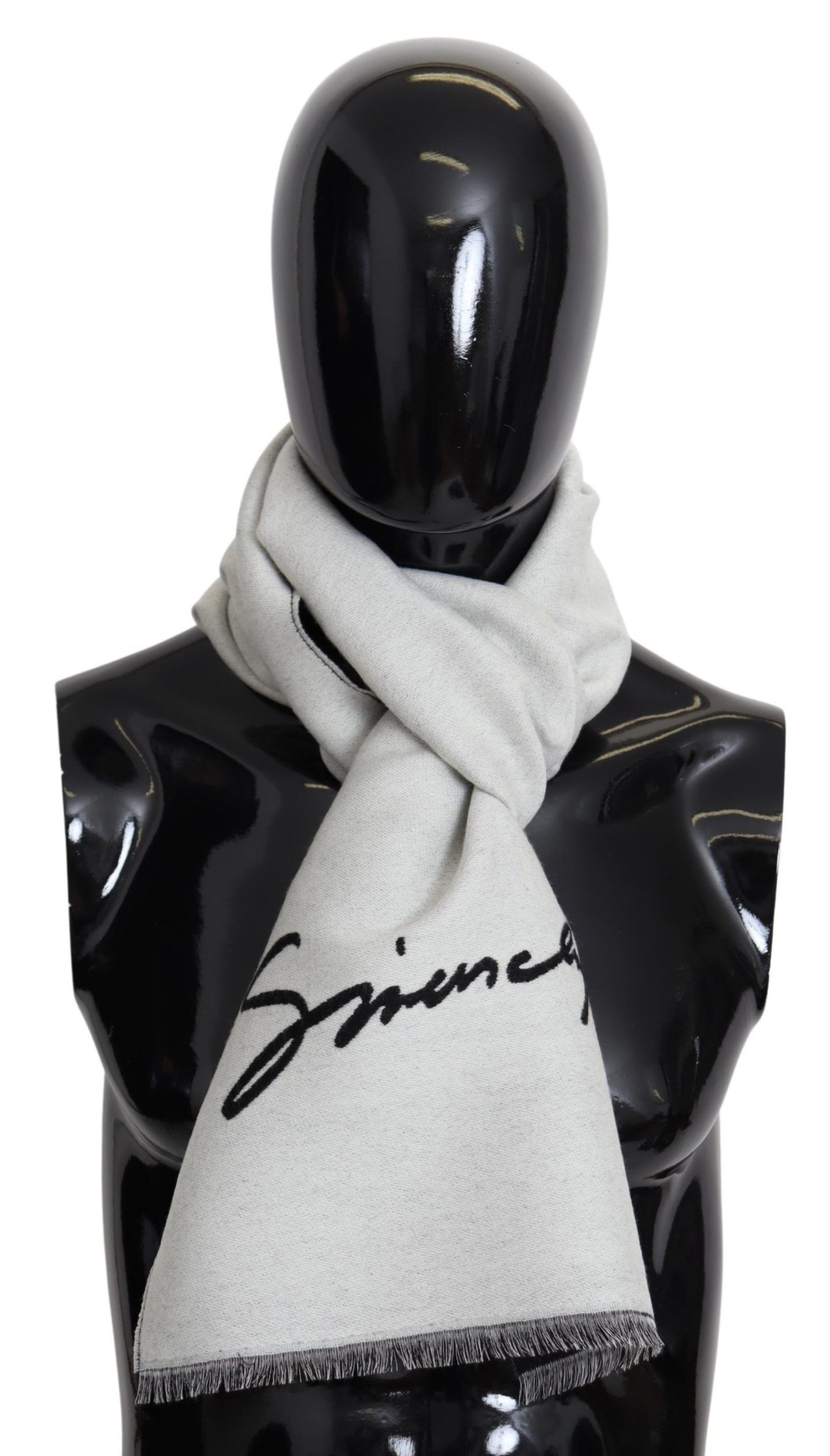 Elegant Monochrome Wool-Silk Blend Scarf - GLAMHUB BOUTIQUE 