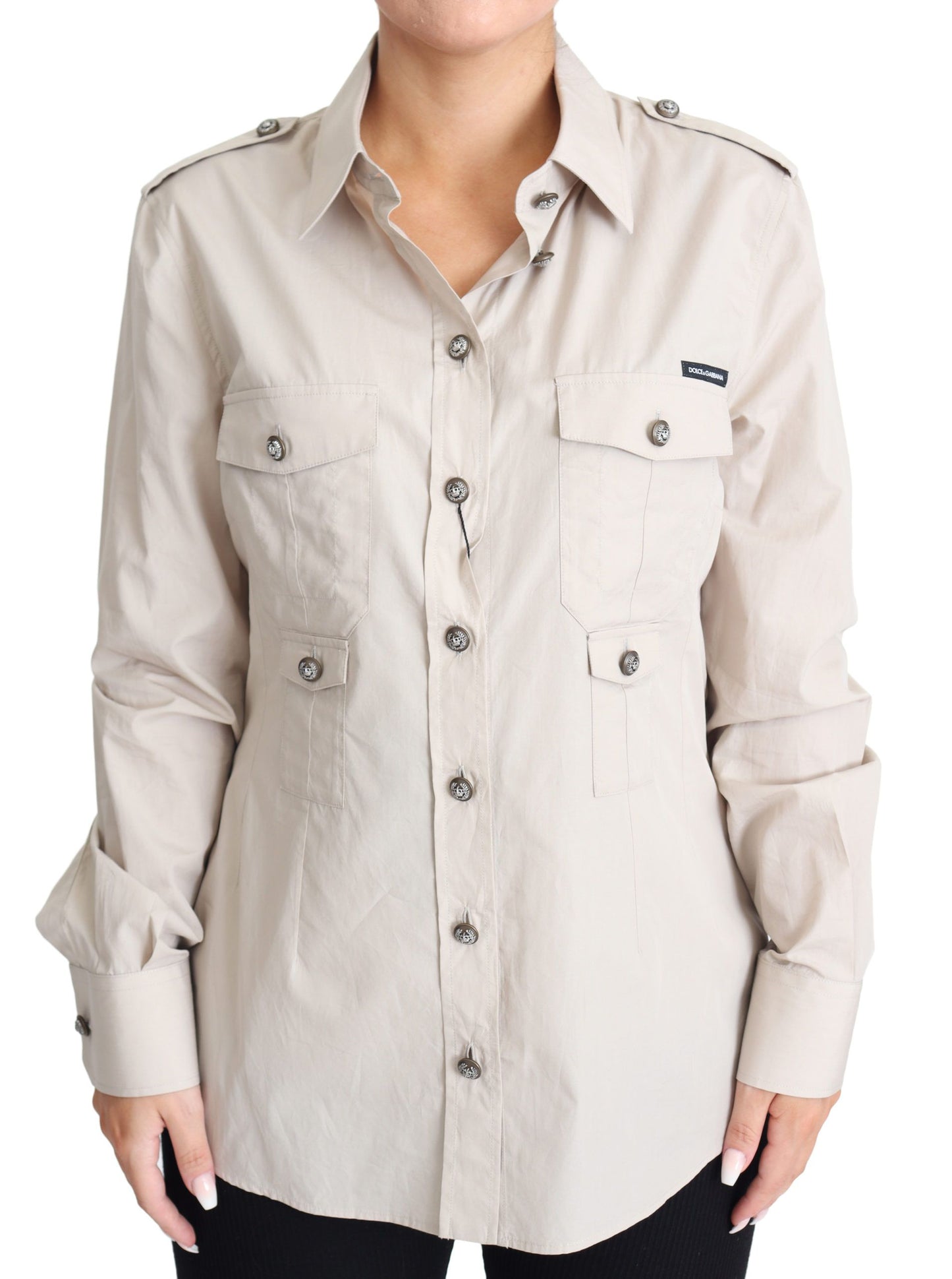 Dolce & Gabbana Elegant Beige Cotton Safari Shirt