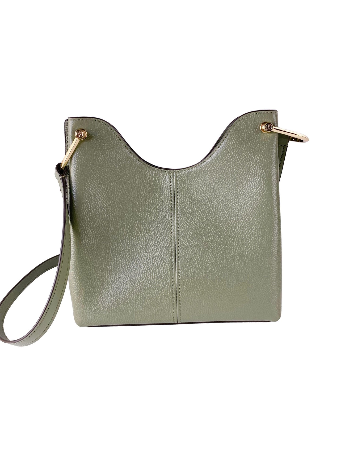 Joan Large Perforated Suede Leather Slouchy Messenger Handbag (Army Green) - GLAMHUB BOUTIQUE 