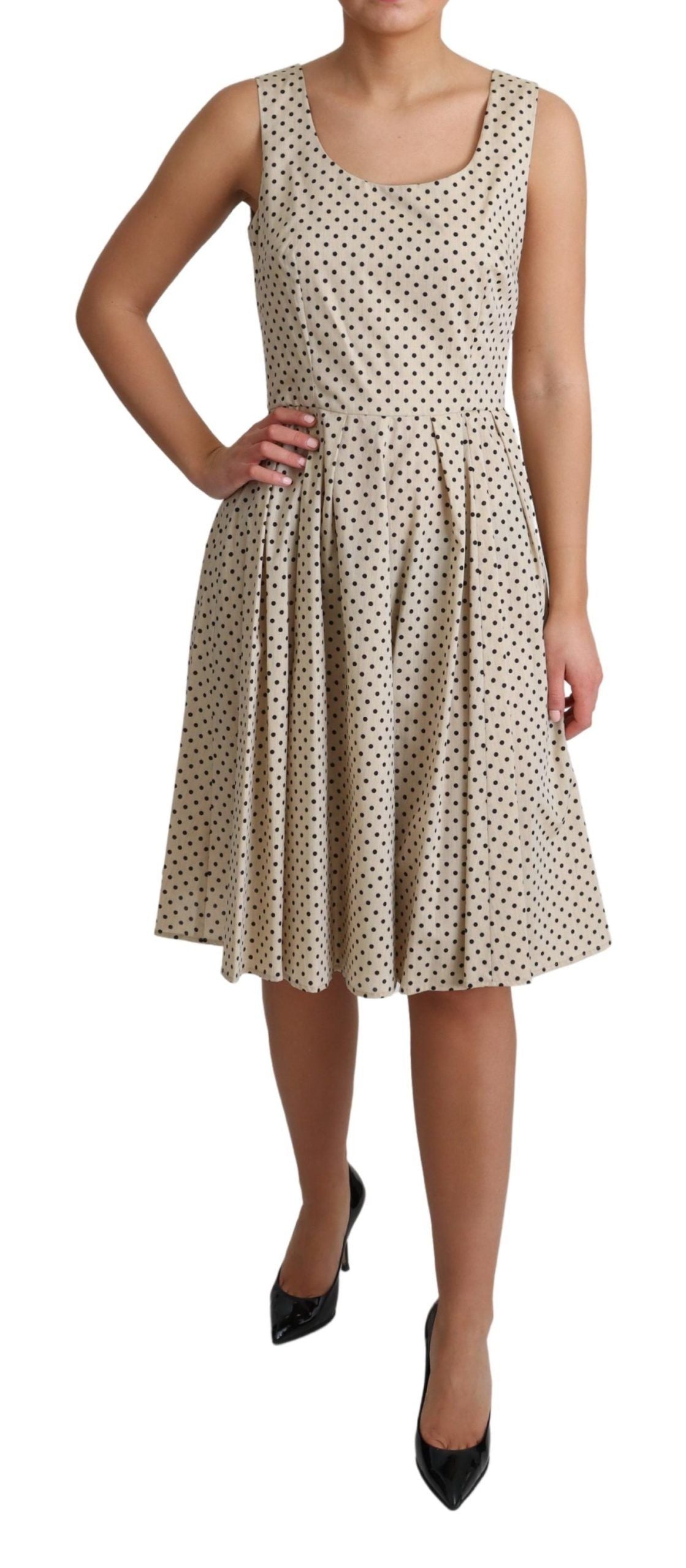 Dolce & Gabbana Elegant Polka Dot Sleeveless A-Line Dress