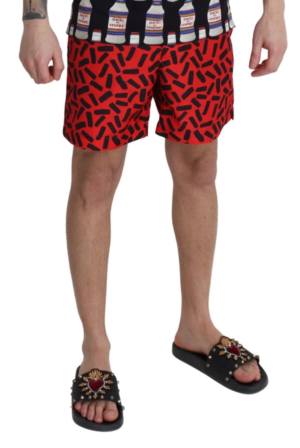 Chic Red Swim Trunks Boxer Shorts