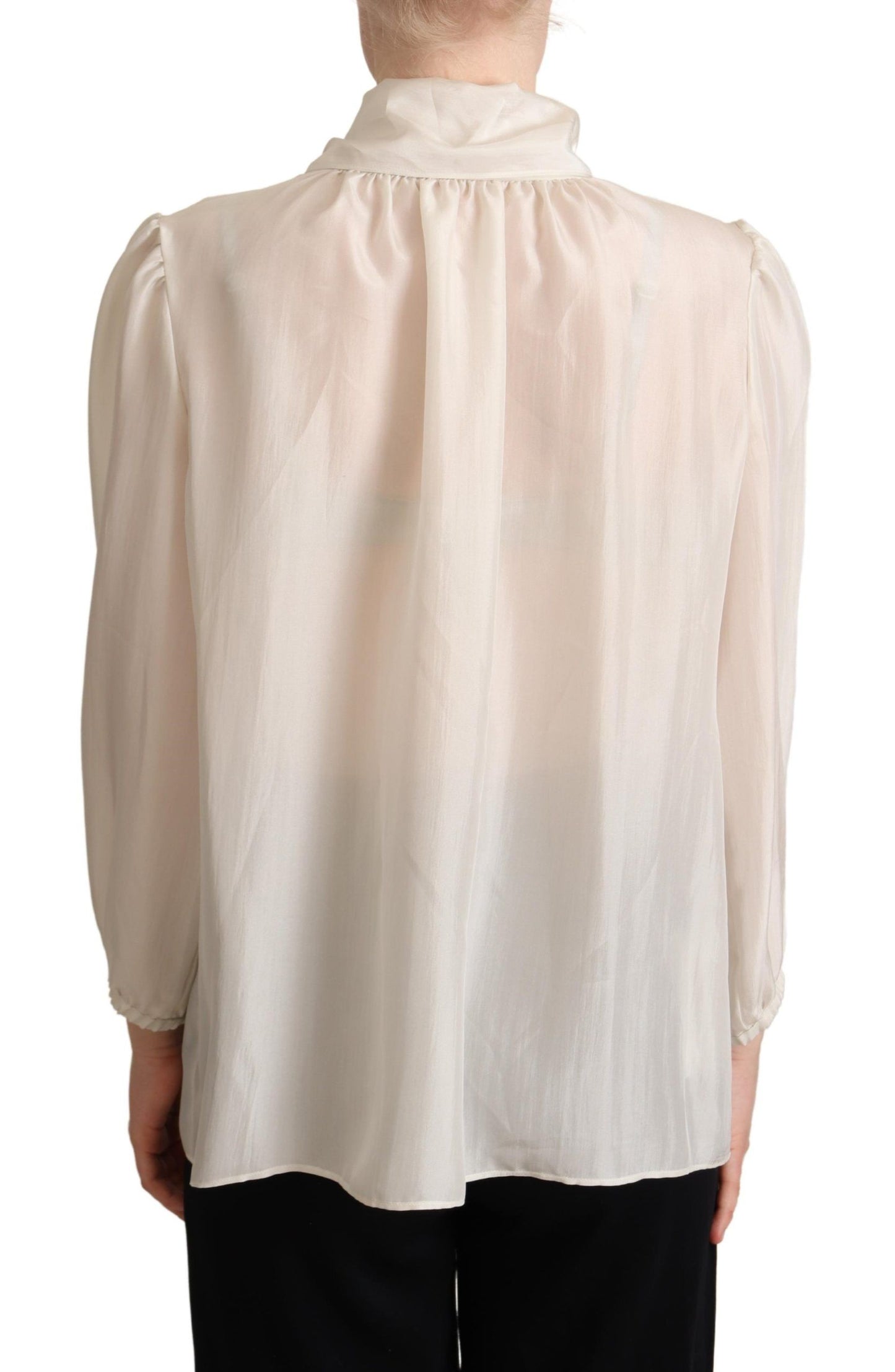 Elegant Light Gray Silk Ascot Blouse