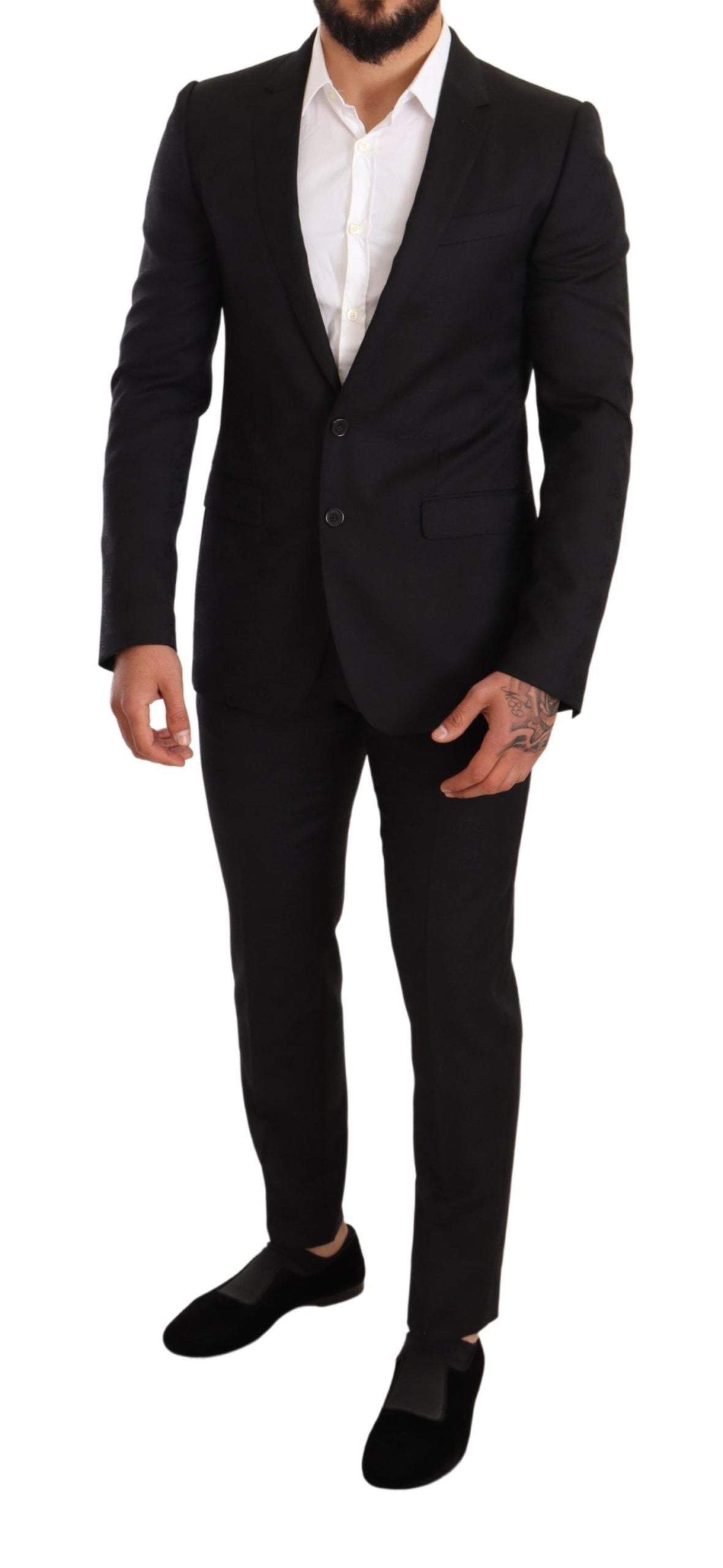 Elegant Martini Black Wool Suit