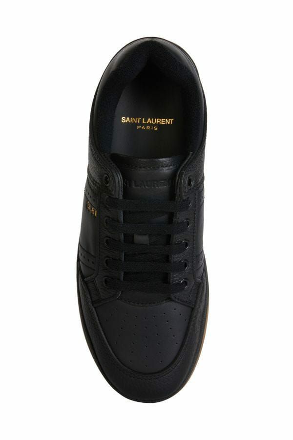 Elegant Black Low-Top Leather Sneakers - GLAMHUB BOUTIQUE 