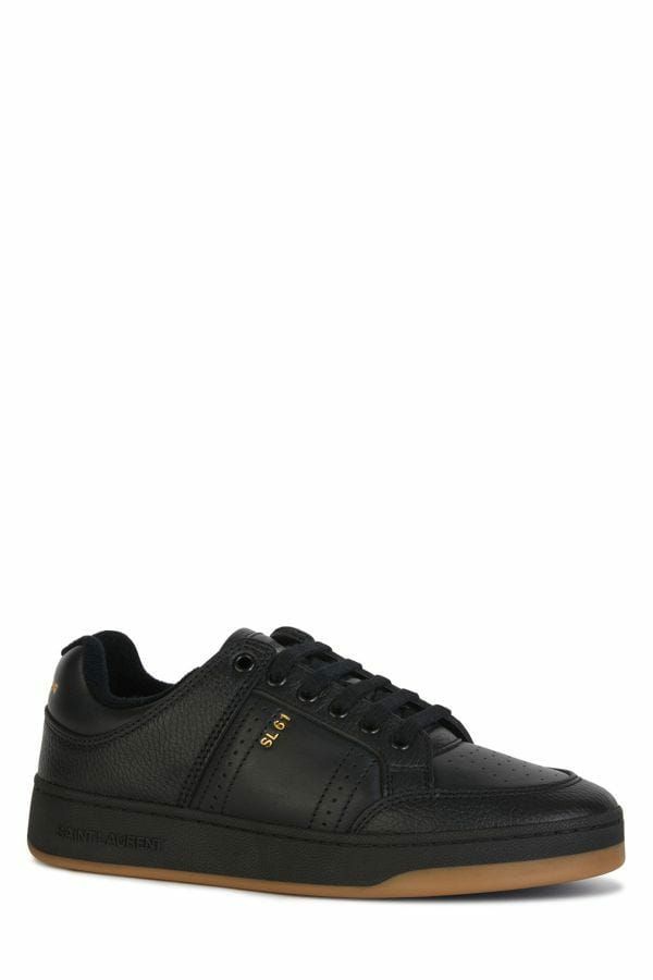 Elegant Black Low-Top Leather Sneakers - GLAMHUB BOUTIQUE 