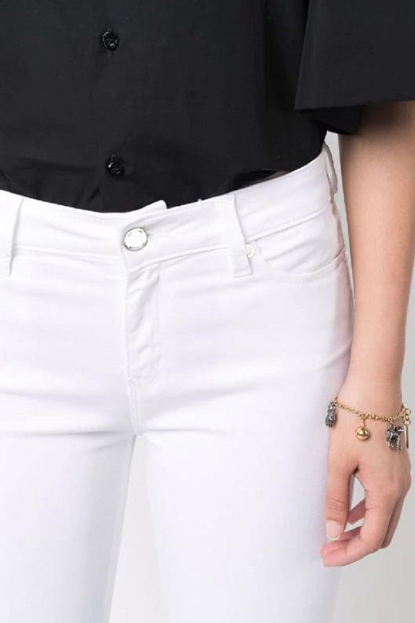 White Cotton Women's Jeans - GlamHub Luxury and Icon Brand Clothing