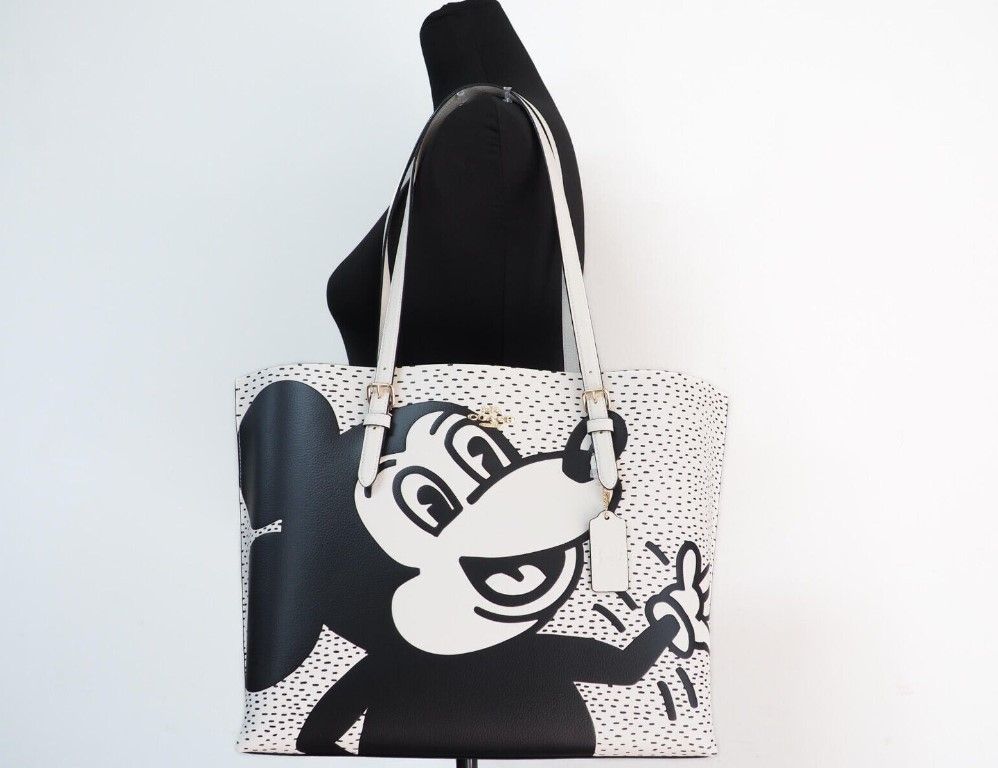 Mickey Mouse X Keith Haring Mollie Large Leather Shoulder Tote Bag - GlamHub Luxury and Icon Brand Clothing