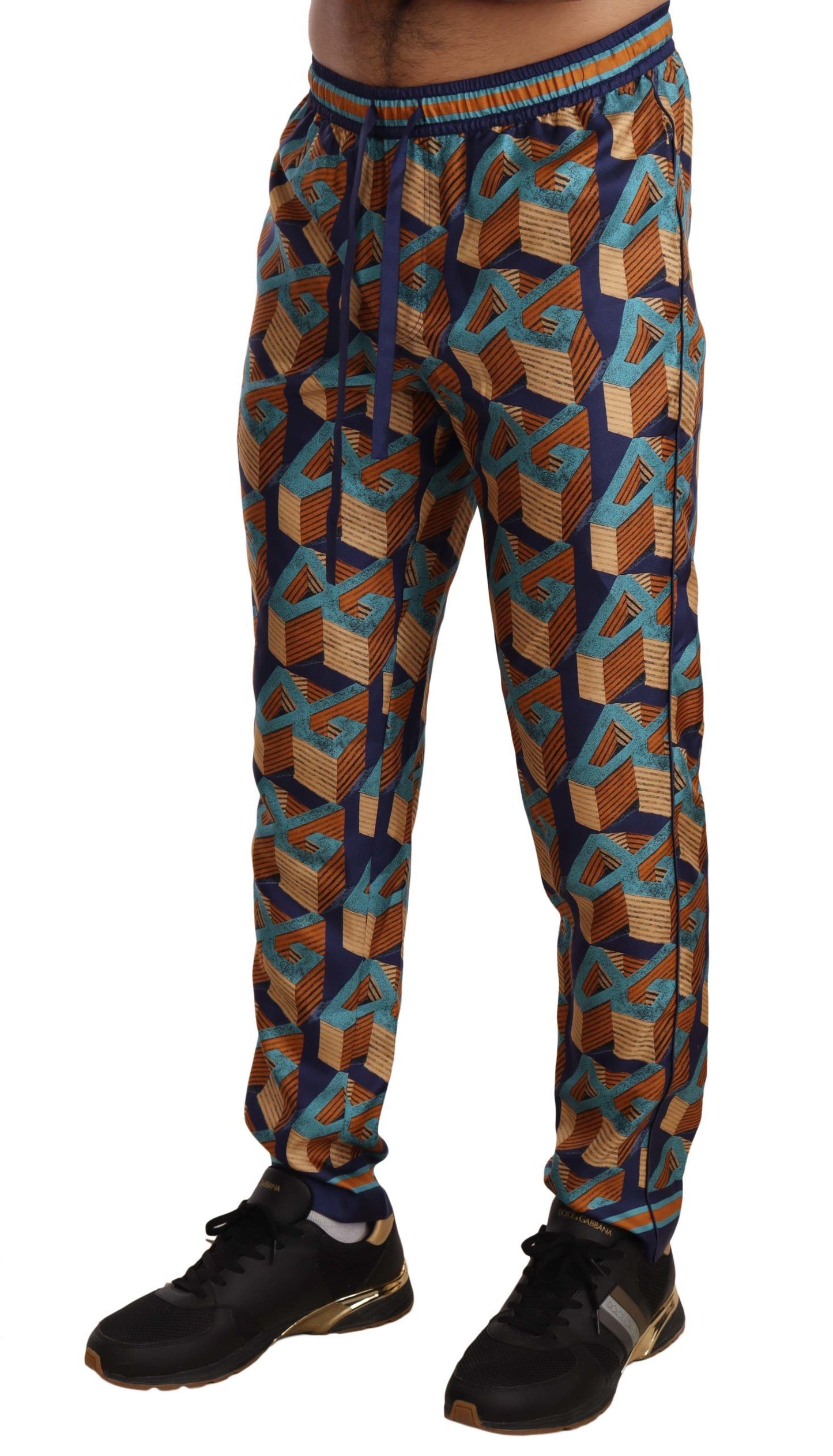 Elegante Jogginghose aus Seide mit lebendigem Print