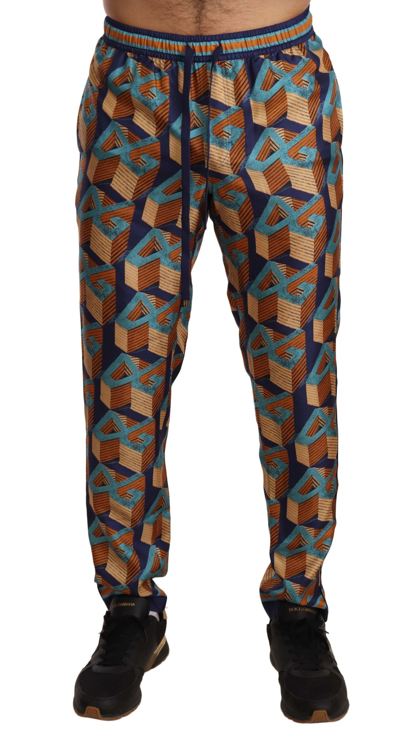 Elegante Jogginghose aus Seide mit lebendigem Print