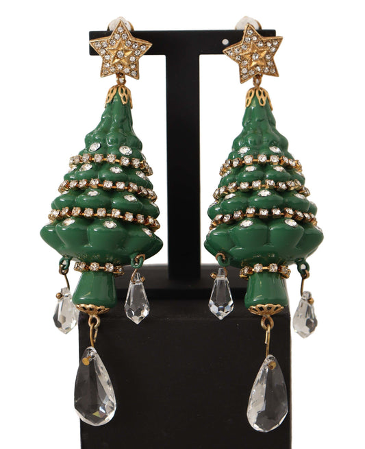 Enchanting Crystal Christmas Tree Clip-On Earrings