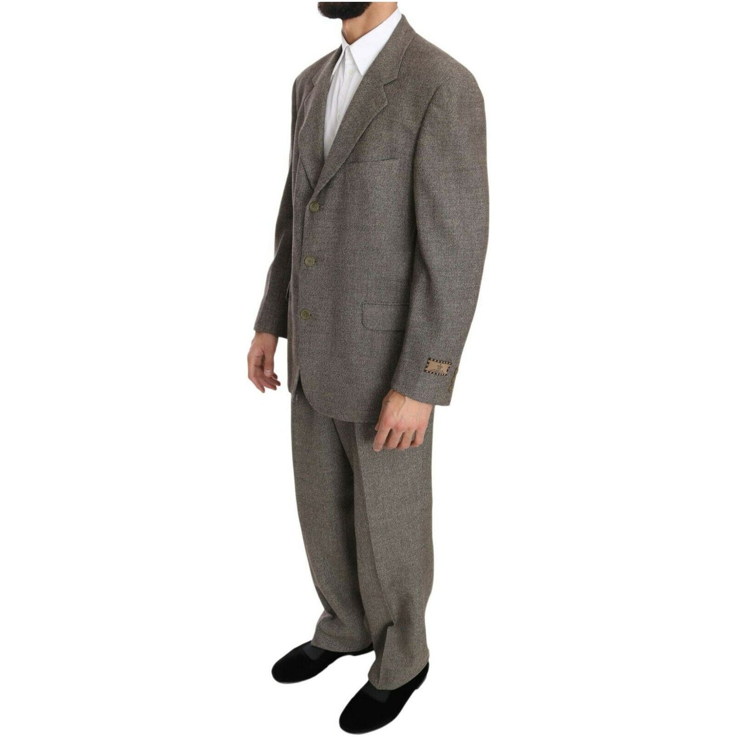 Elegant Light Brown Wool Men's Suit - GLAMHUB BOUTIQUE 