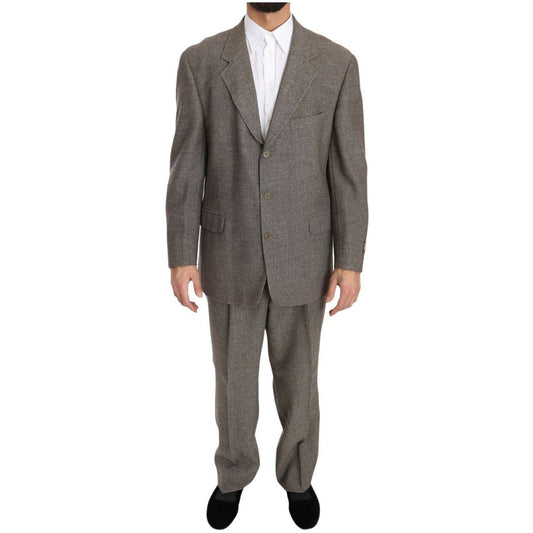 Elegant Light Brown Wool Men's Suit - GLAMHUB BOUTIQUE 