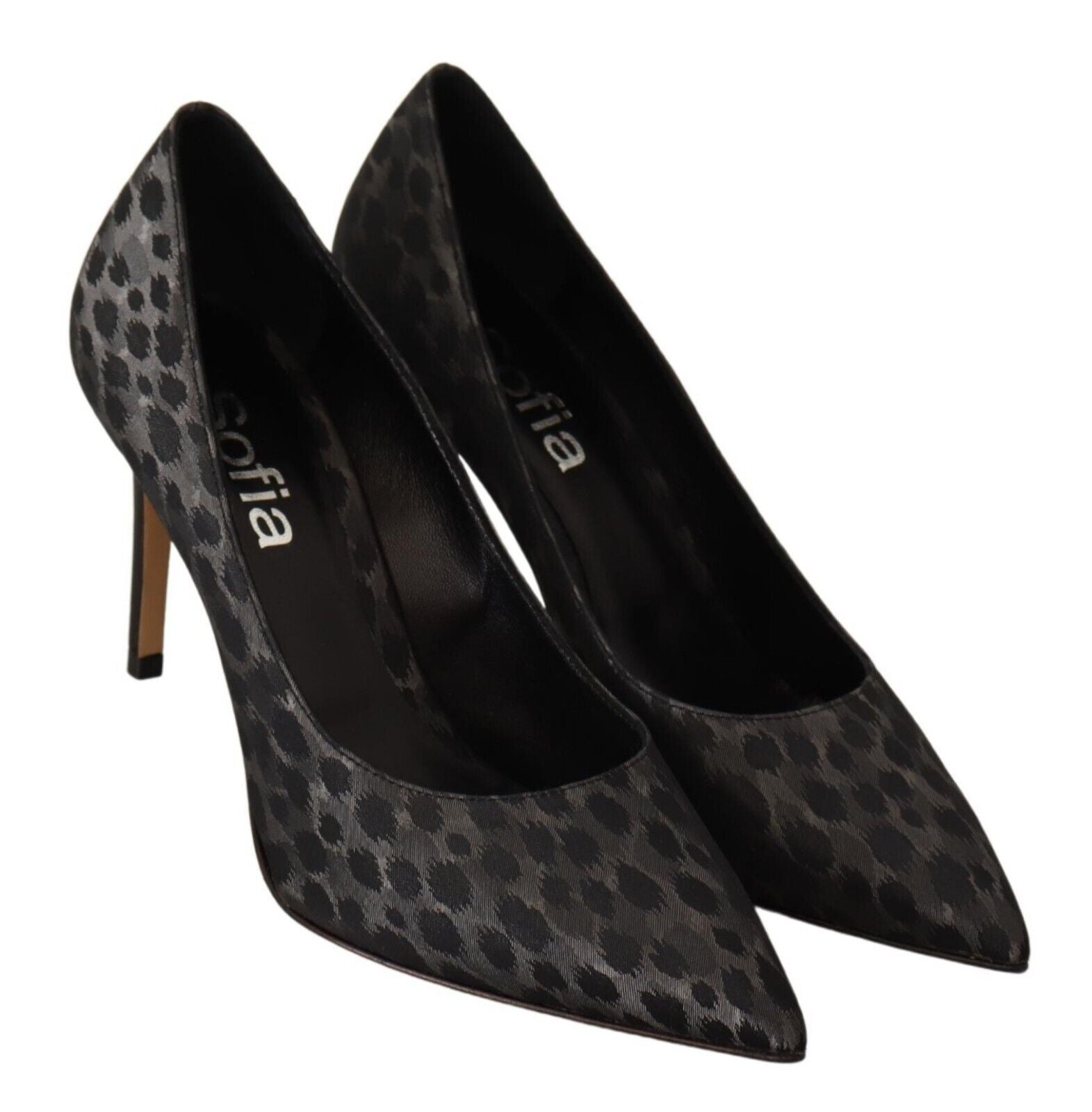 Elegant Black Leopard Print Leather Heels - GlamHub Luxury and Icon Brand Clothing