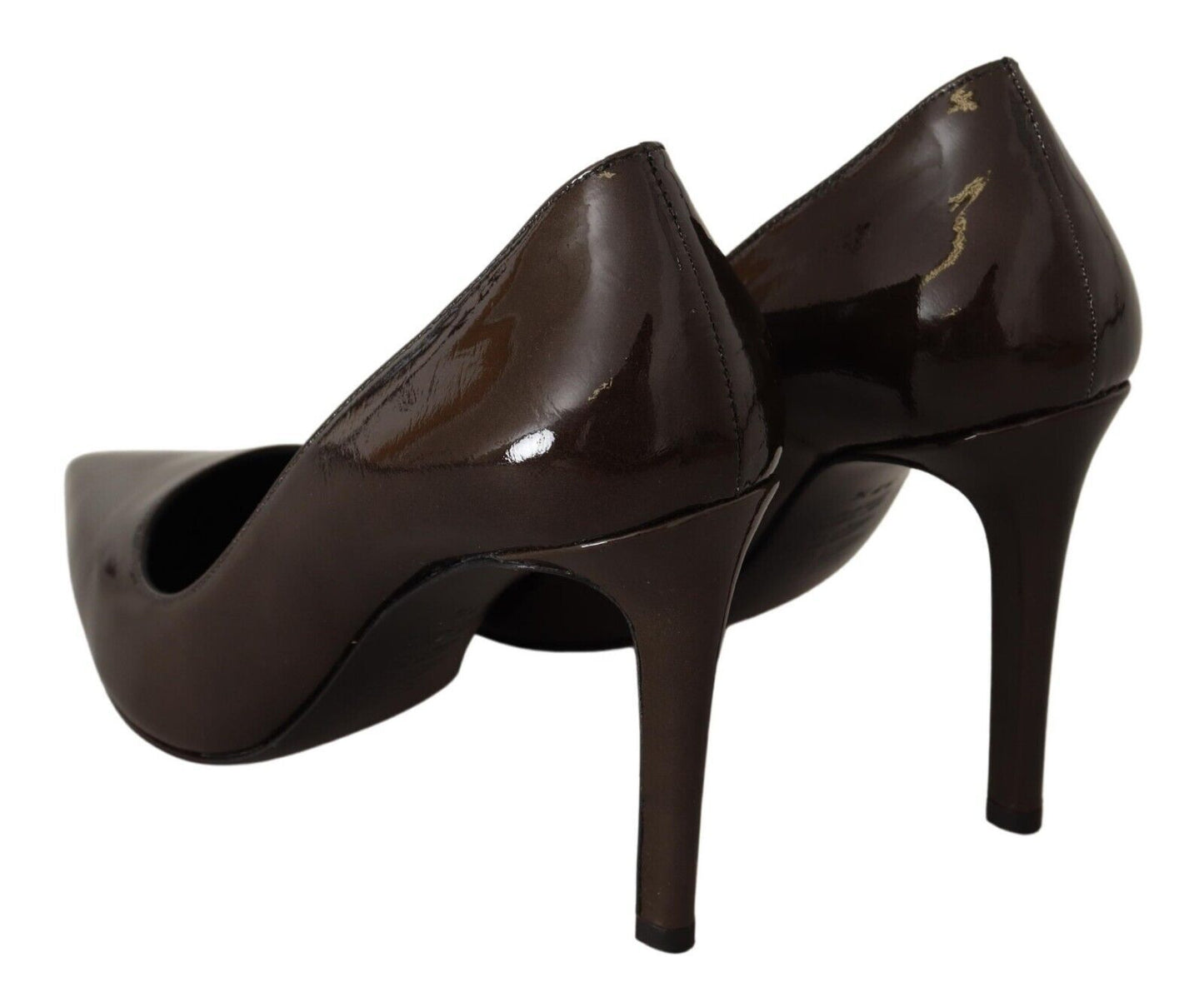 Elegant Brown Leather Heels Pumps - GlamHub Luxury and Icon Brand Clothing