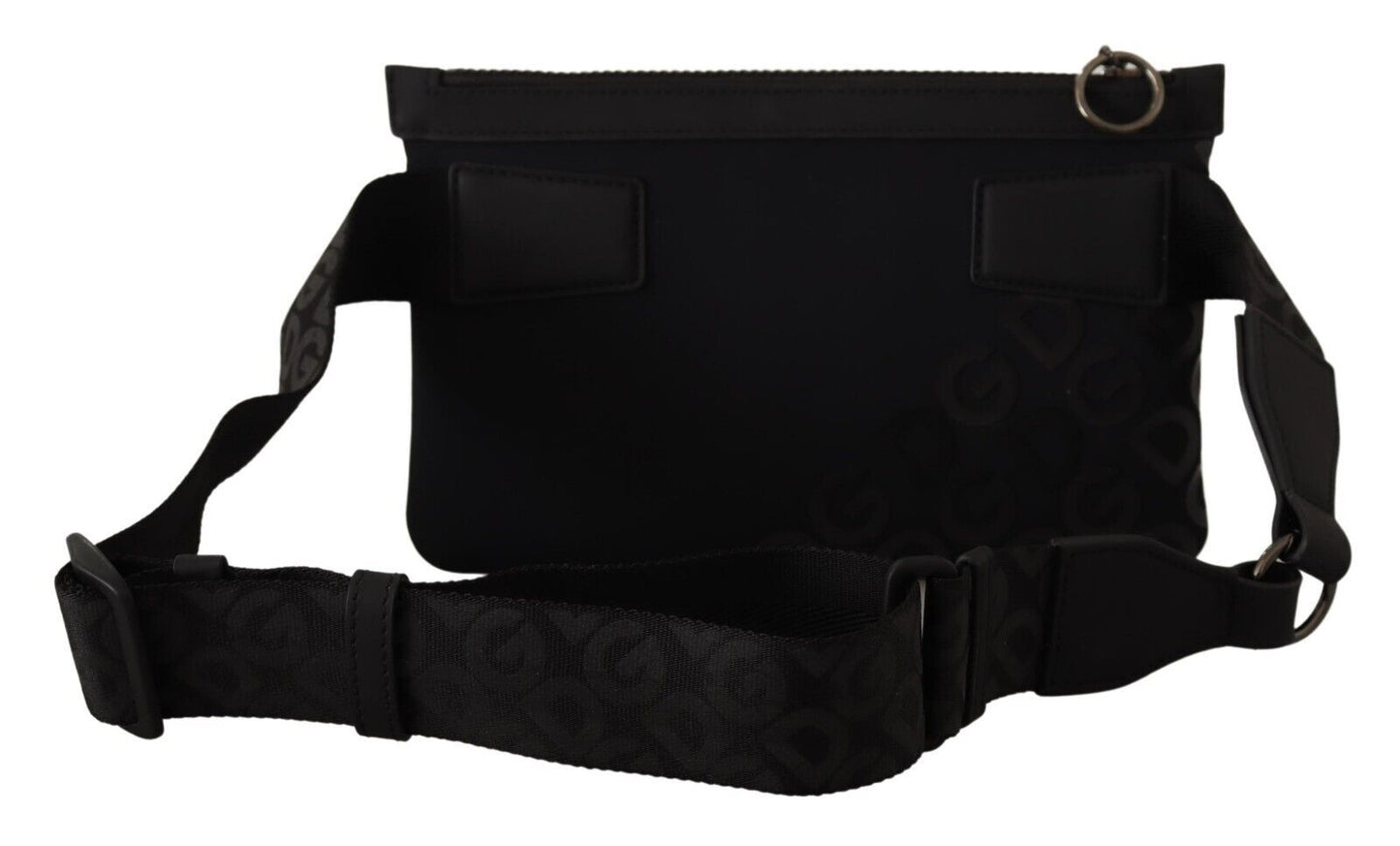 Sleek Black Monogram Neoprene Fanny Pack