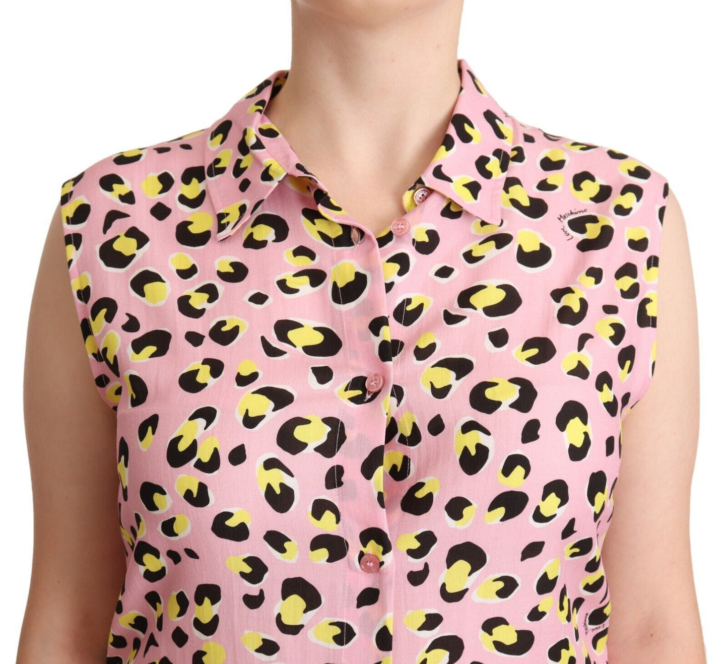 Sleeveless Leopard Print Polo Top - GlamHub Luxury and Icon Brand Clothing