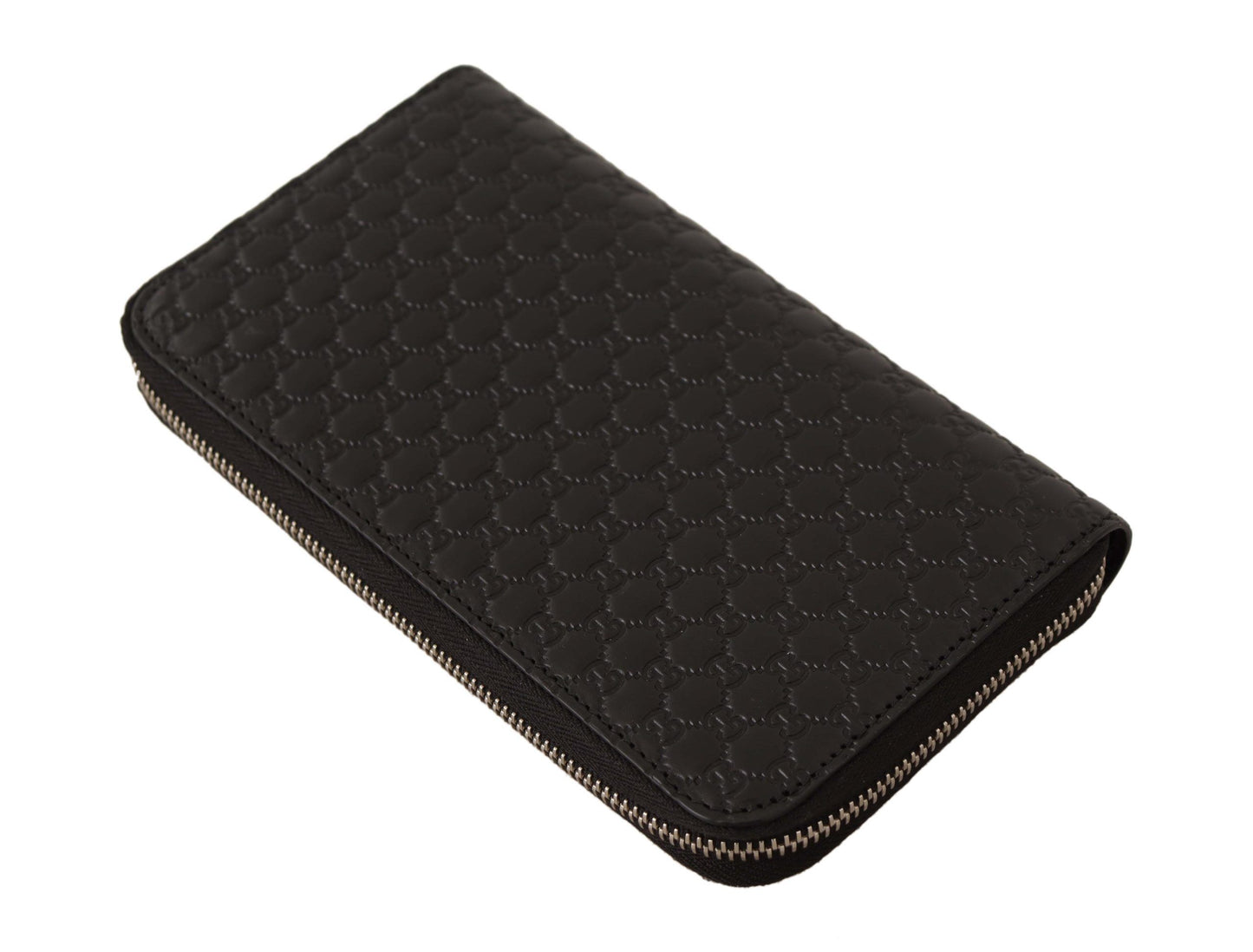 Elegant Black Leather Zip-Around Wallet - GLAMHUB BOUTIQUE 