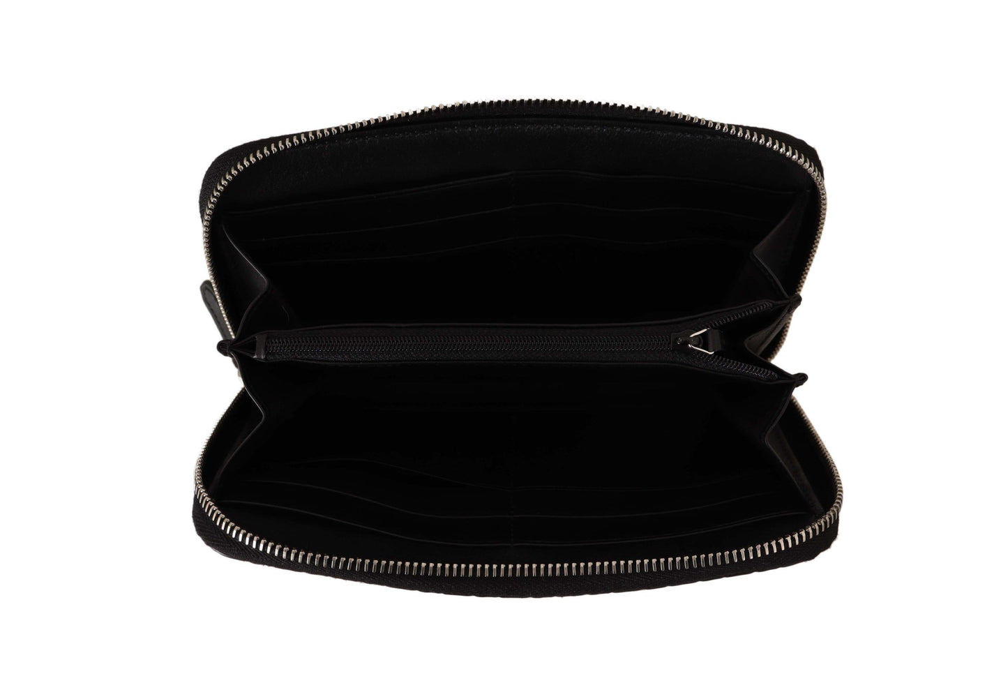 Elegant Black Leather Zip-Around Wallet - GLAMHUB BOUTIQUE 