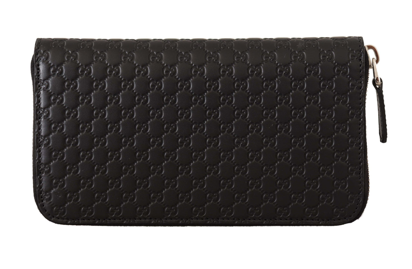 Elegant Black Leather Zip-Around Wallet - GLAMHUB BOUTIQUE 