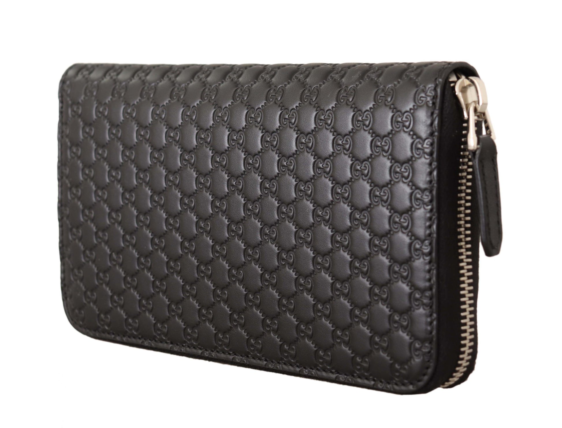 Elegant Black Leather Zip-Around Wallet - GLAMHUB BOUTIQUE 