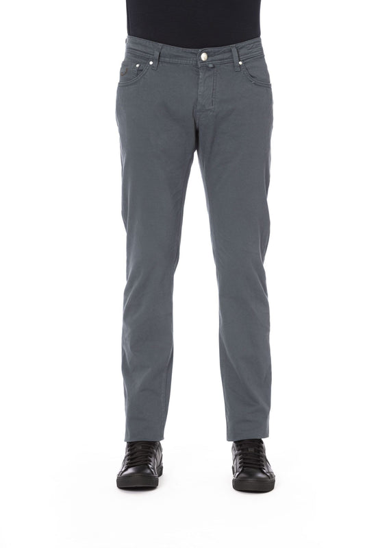 Gray Cotton Men Jeans - GlamHub Luxury and Icon Brand Clothing