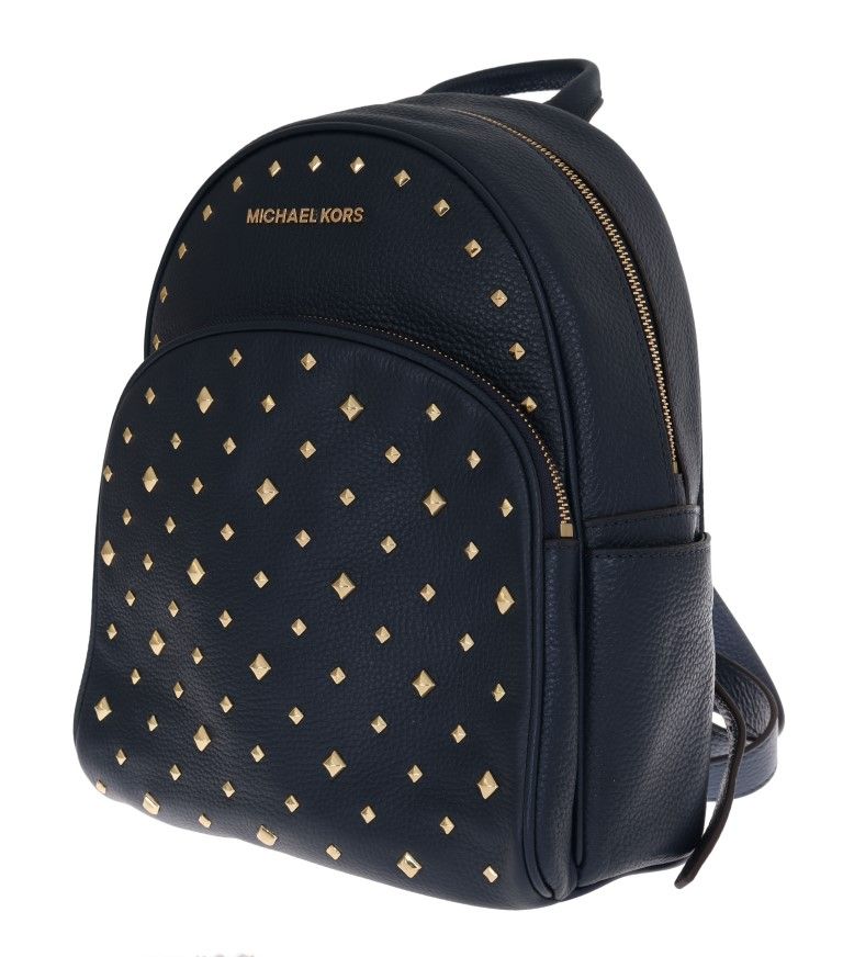 Elegant Leather ABBEY Backpack in Navy Blue - GLAMHUB BOUTIQUE 