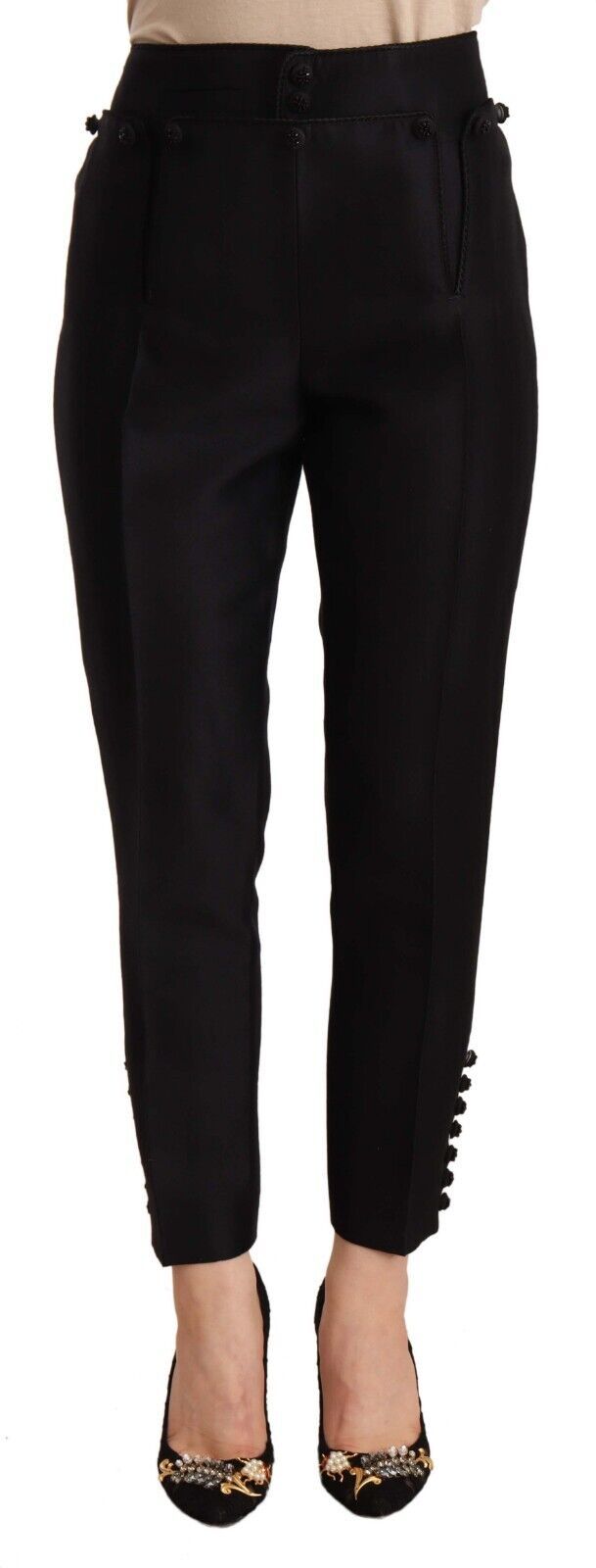 Chic High-Waist Cropped Trousers - GLAMHUB BOUTIQUE 