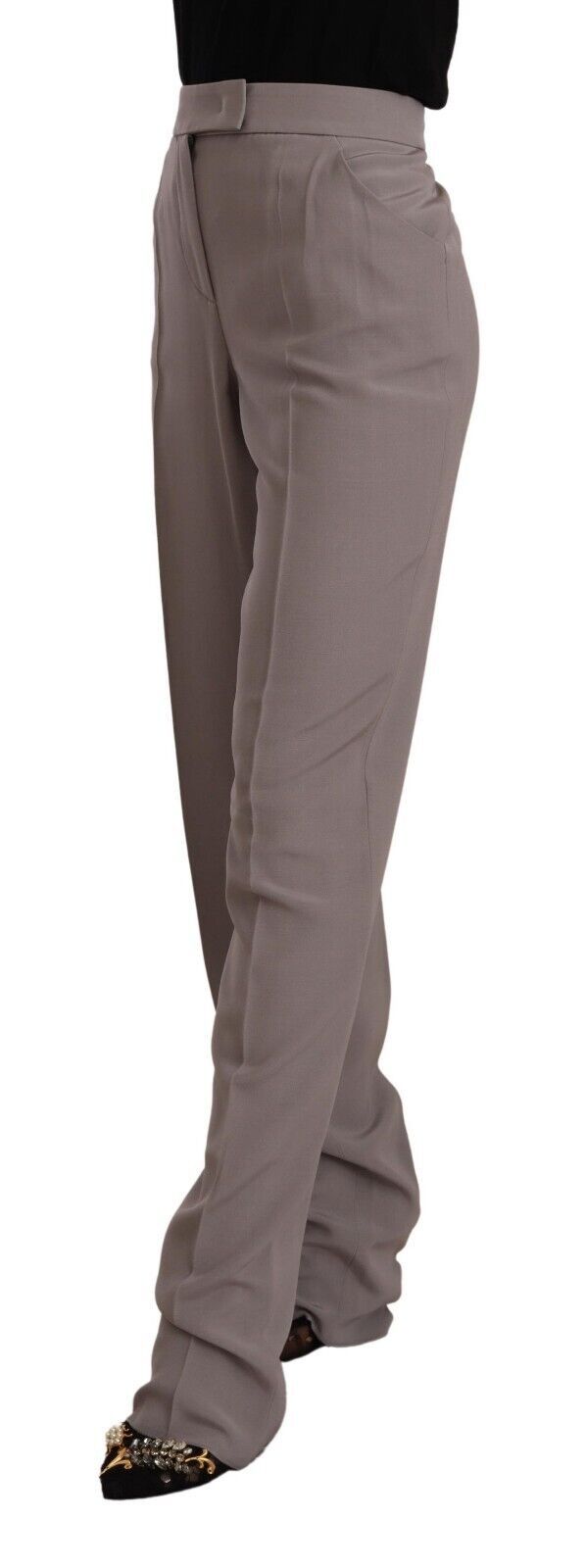 Elegant High Waist Silk Blend Trousers - GLAMHUB BOUTIQUE 