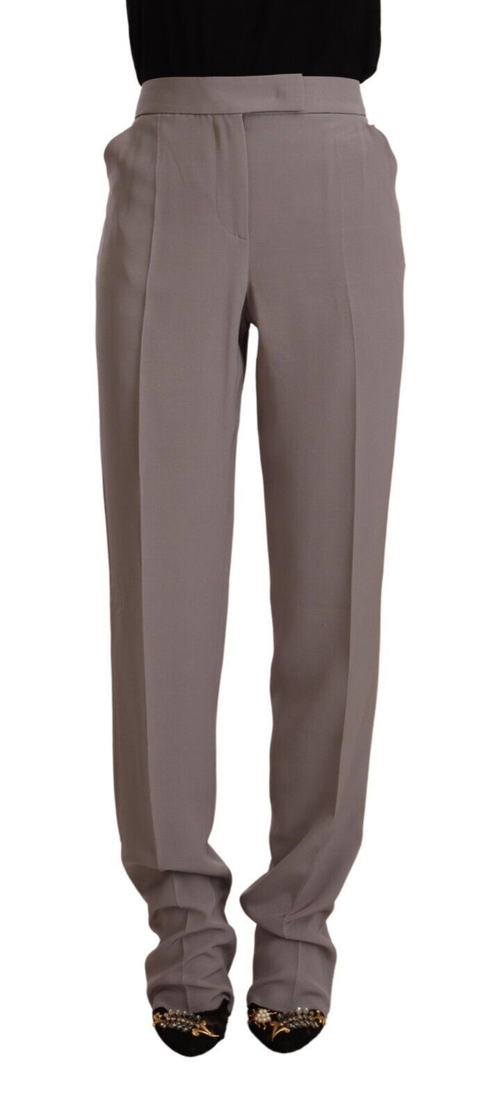 Elegant High Waist Silk Blend Trousers - GLAMHUB BOUTIQUE 