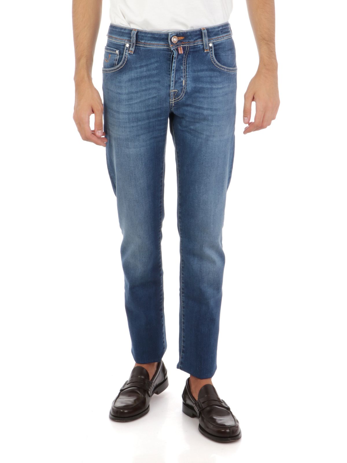 Blue Cotton Slim Men Jeans - GlamHub Luxury and Icon Brand Clothing