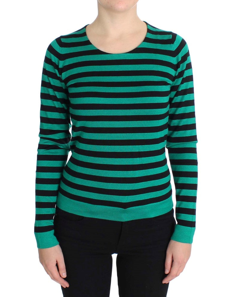 Elegant Striped Cashmere Silk Sweater - GlamHub Luxury and Icon Brand Clothing