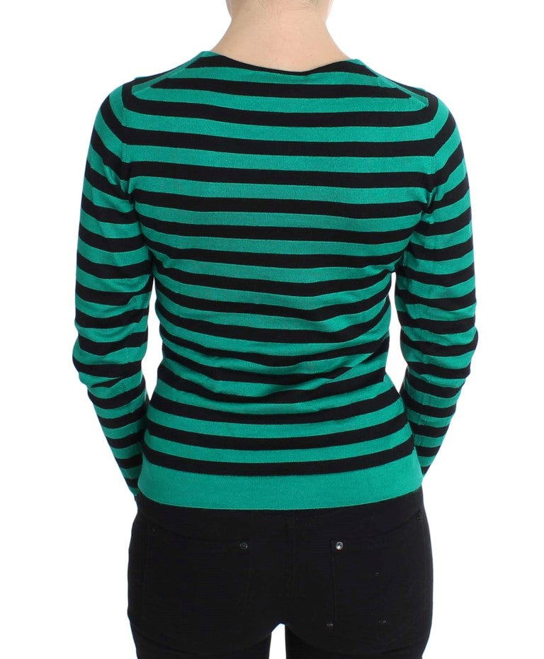 Elegant Striped Cashmere Silk Sweater - GlamHub Luxury and Icon Brand Clothing