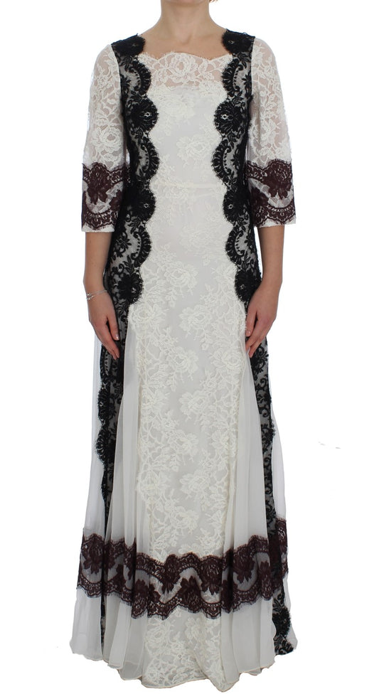 Floral Lace Silk Blend Maxi Dress - GlamHub Luxury and Icon Brand Clothing