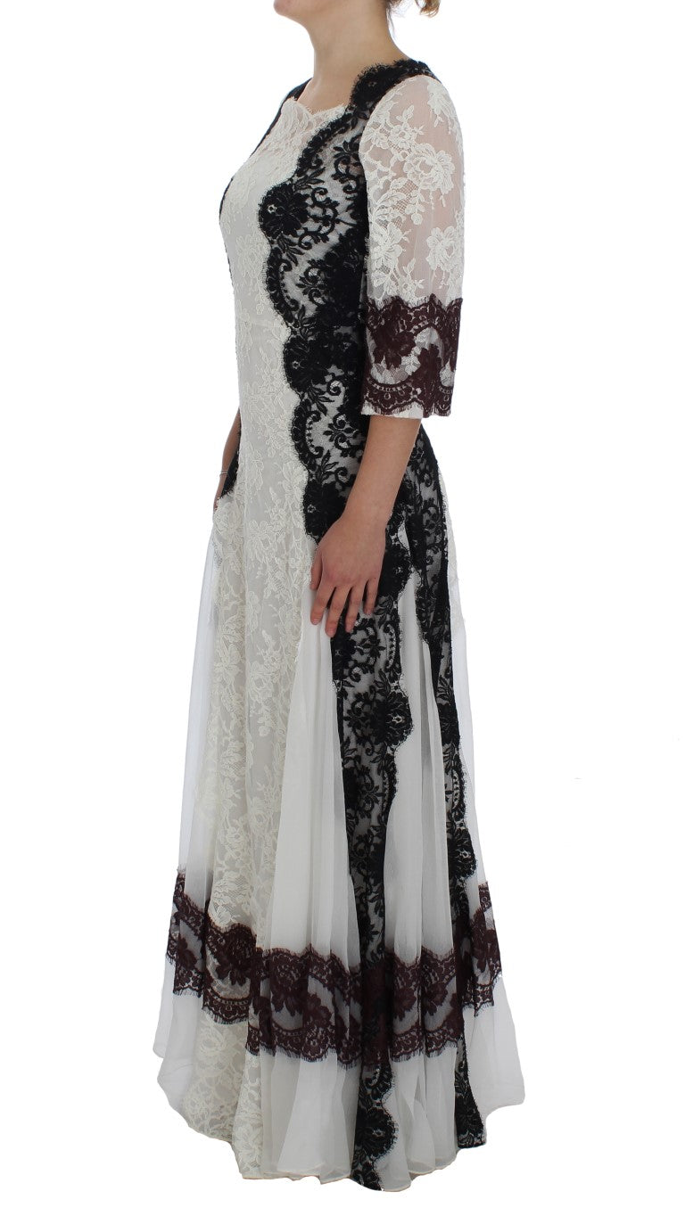 Floral Lace Silk Blend Maxi Dress - GlamHub Luxury and Icon Brand Clothing