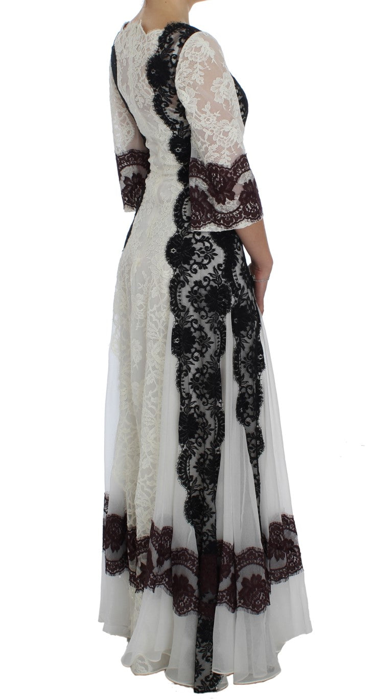 Floral Lace Silk Blend Maxi Dress - GlamHub Luxury and Icon Brand Clothing