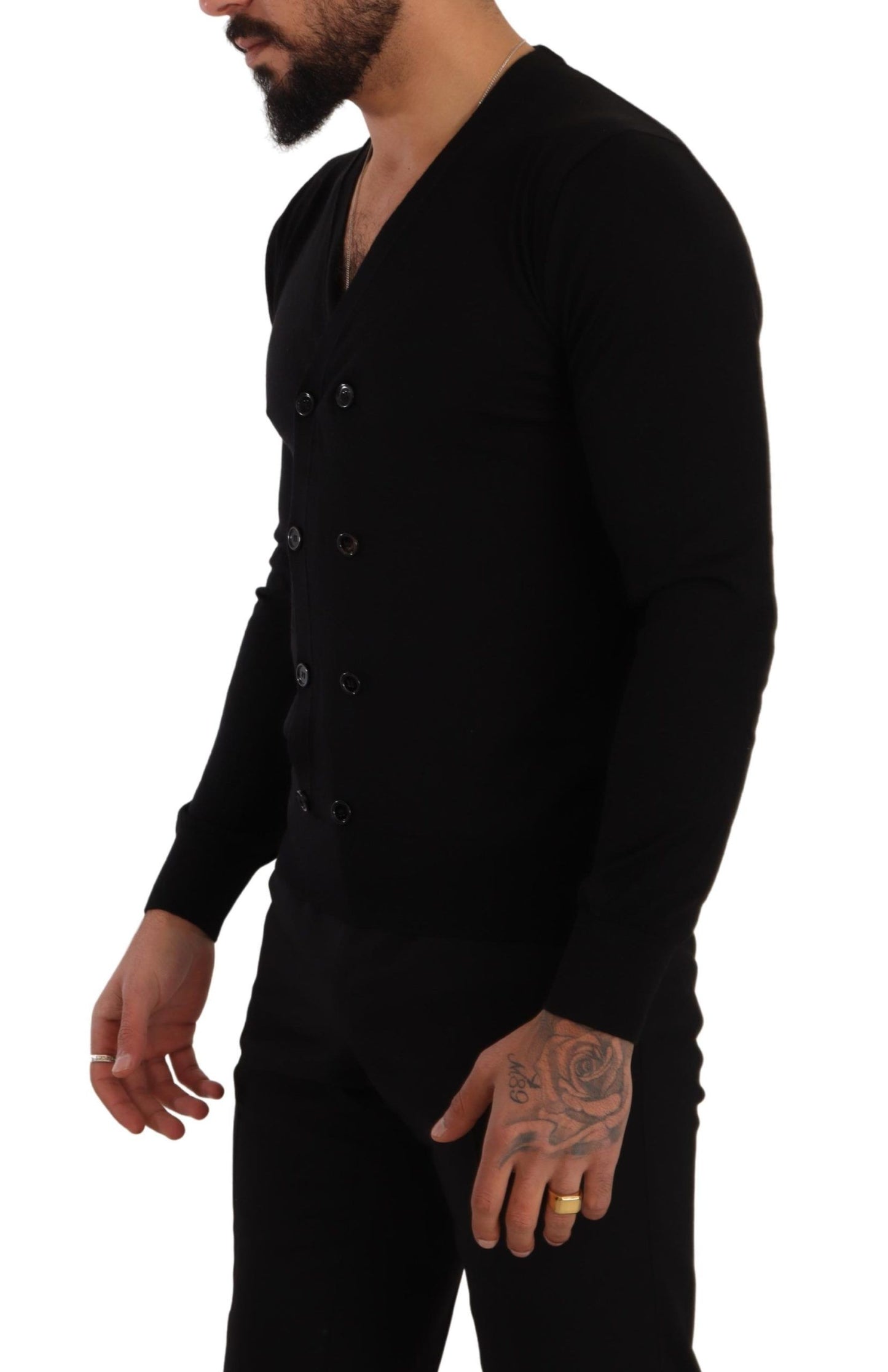 Dolce & Gabbana Elegant V-Neck Black Cashmere Cardigan