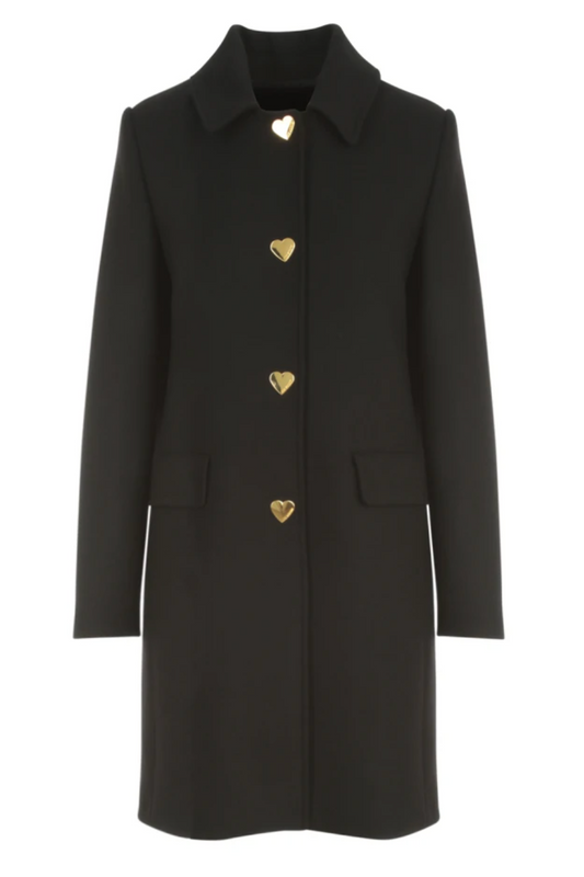 Black Wool Women Coat - GlamHub Luxury and Icon Brand Clothing