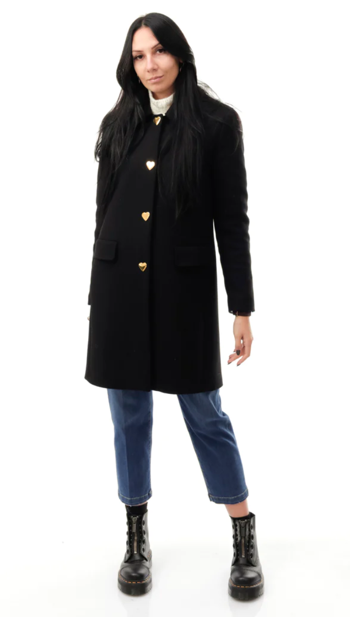 Black Wool Women Coat - GlamHub Luxury and Icon Brand Clothing