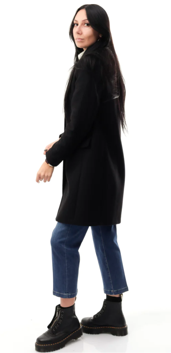 Black Wool Women Coat - GlamHub Luxury and Icon Brand Clothing