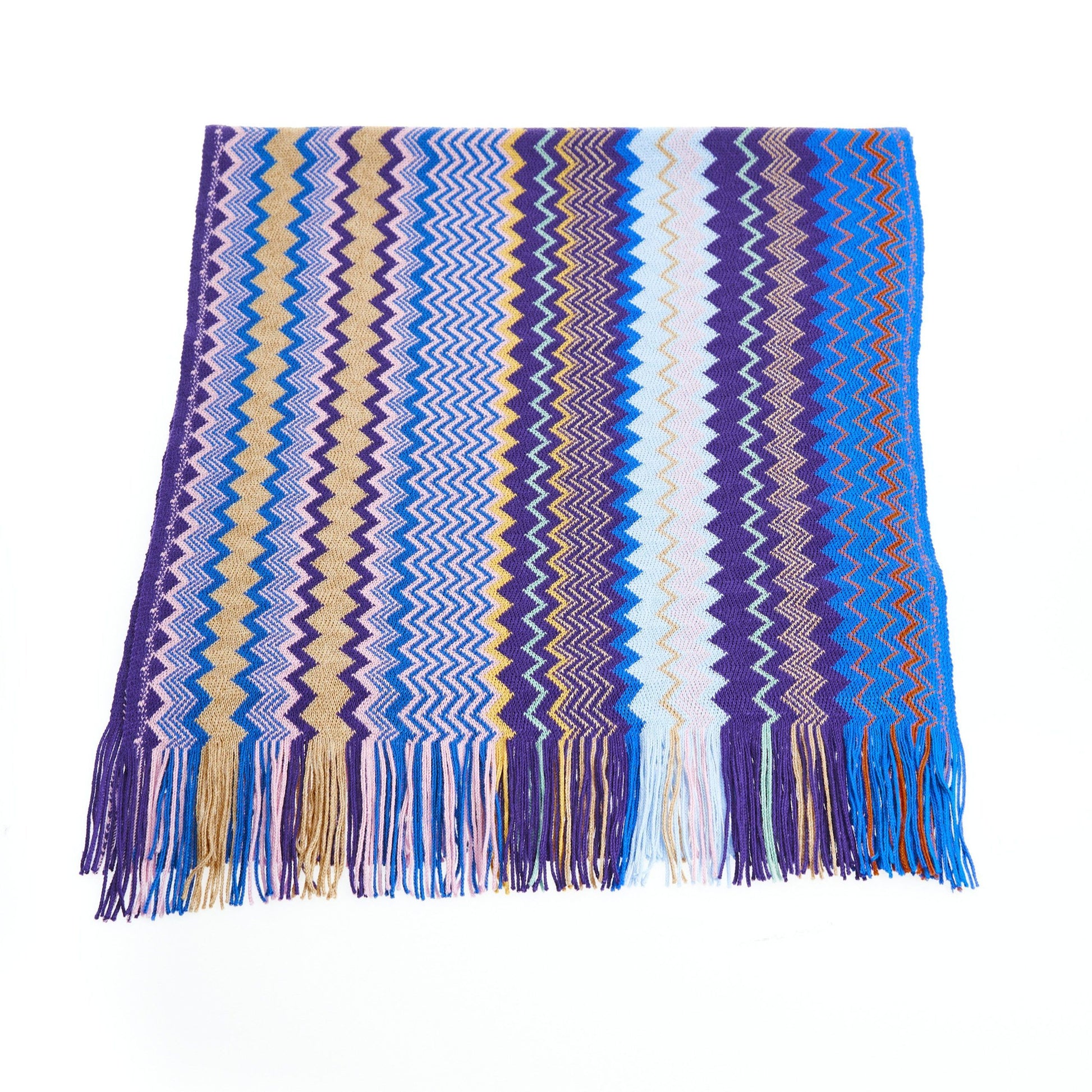 Geometric Pattern Fringed Luxury Scarf - GlamHub Luxury and Icon Brand Clothing