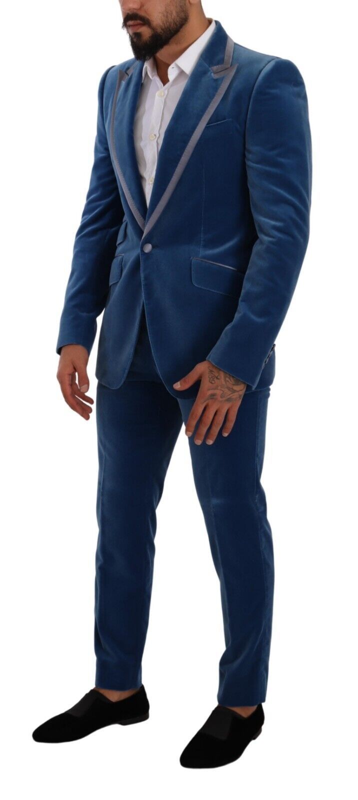 Elegant Velvet Blue Slim Fit Suit