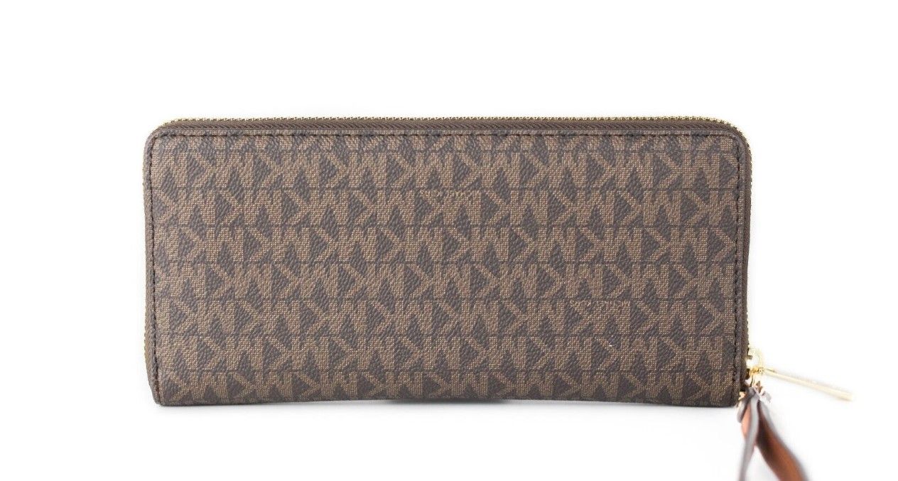 Jet Set Travel Large Brown Signature Continental Wristlet Wallet - GLAMHUB BOUTIQUE 