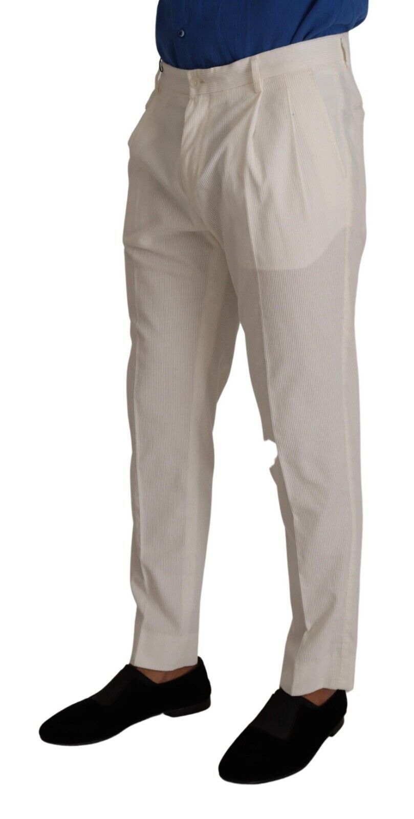 Elegante konische Cordhose in Off-White