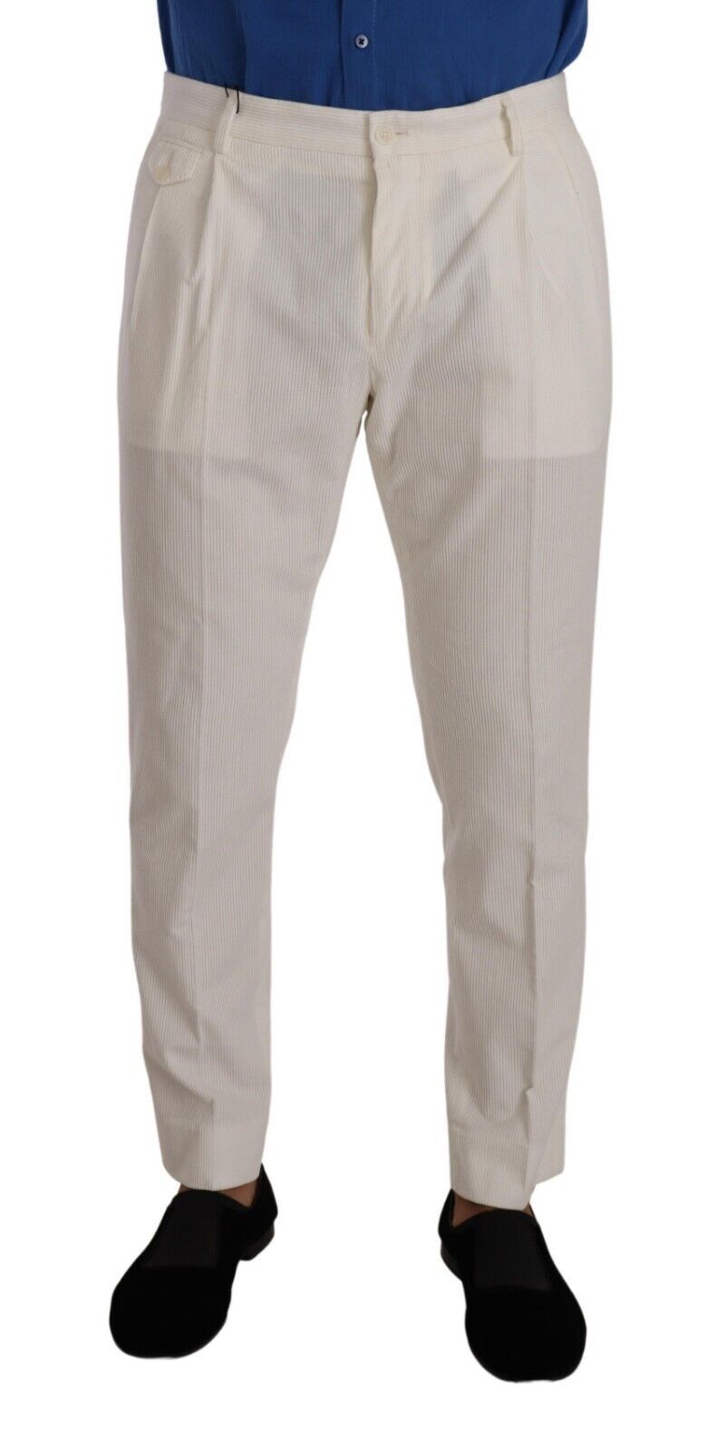 Elegante konische Cordhose in Off-White