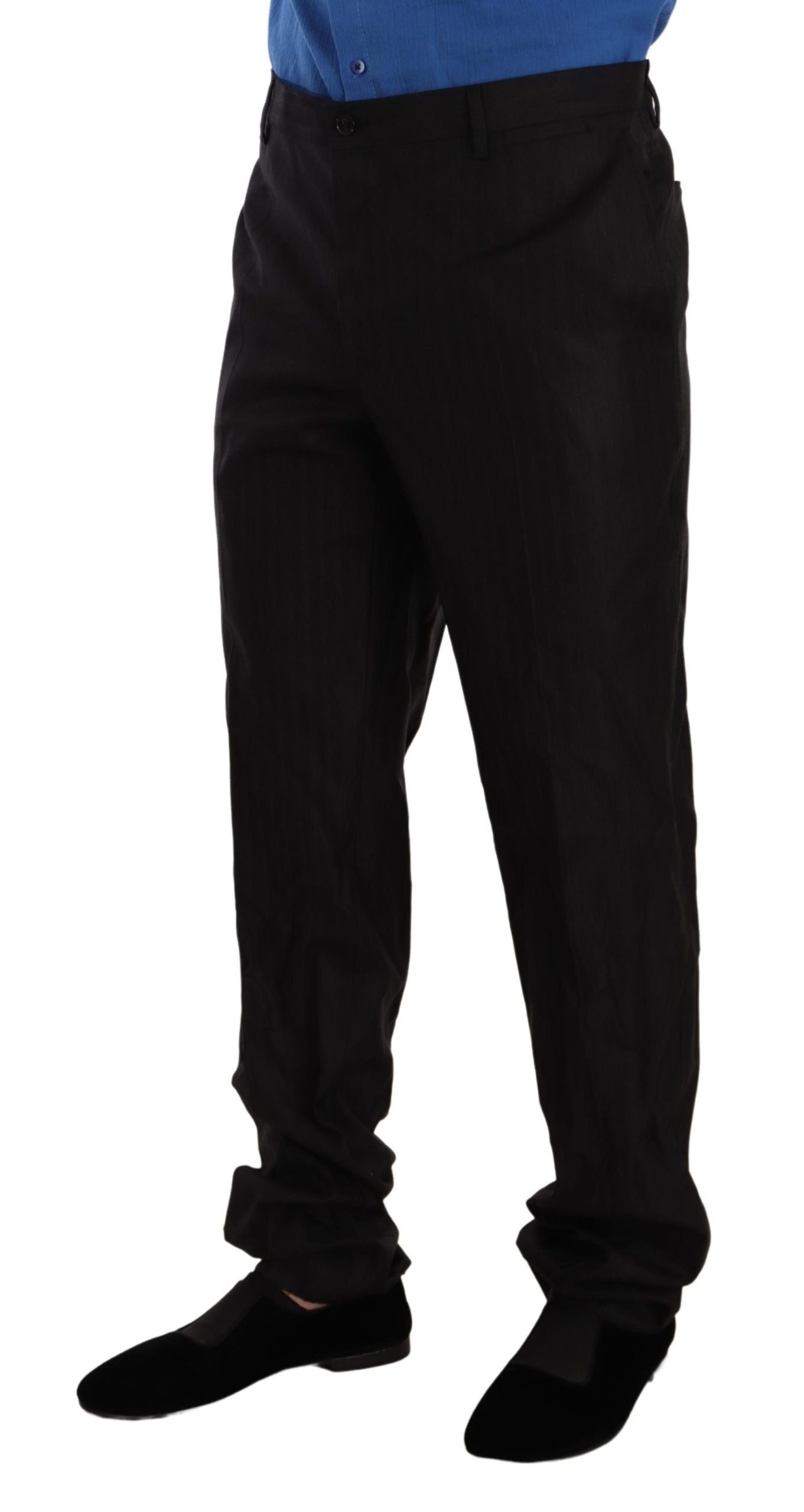 Dolce & Gabbana Elegant Striped Wool-Silk Dress Pants