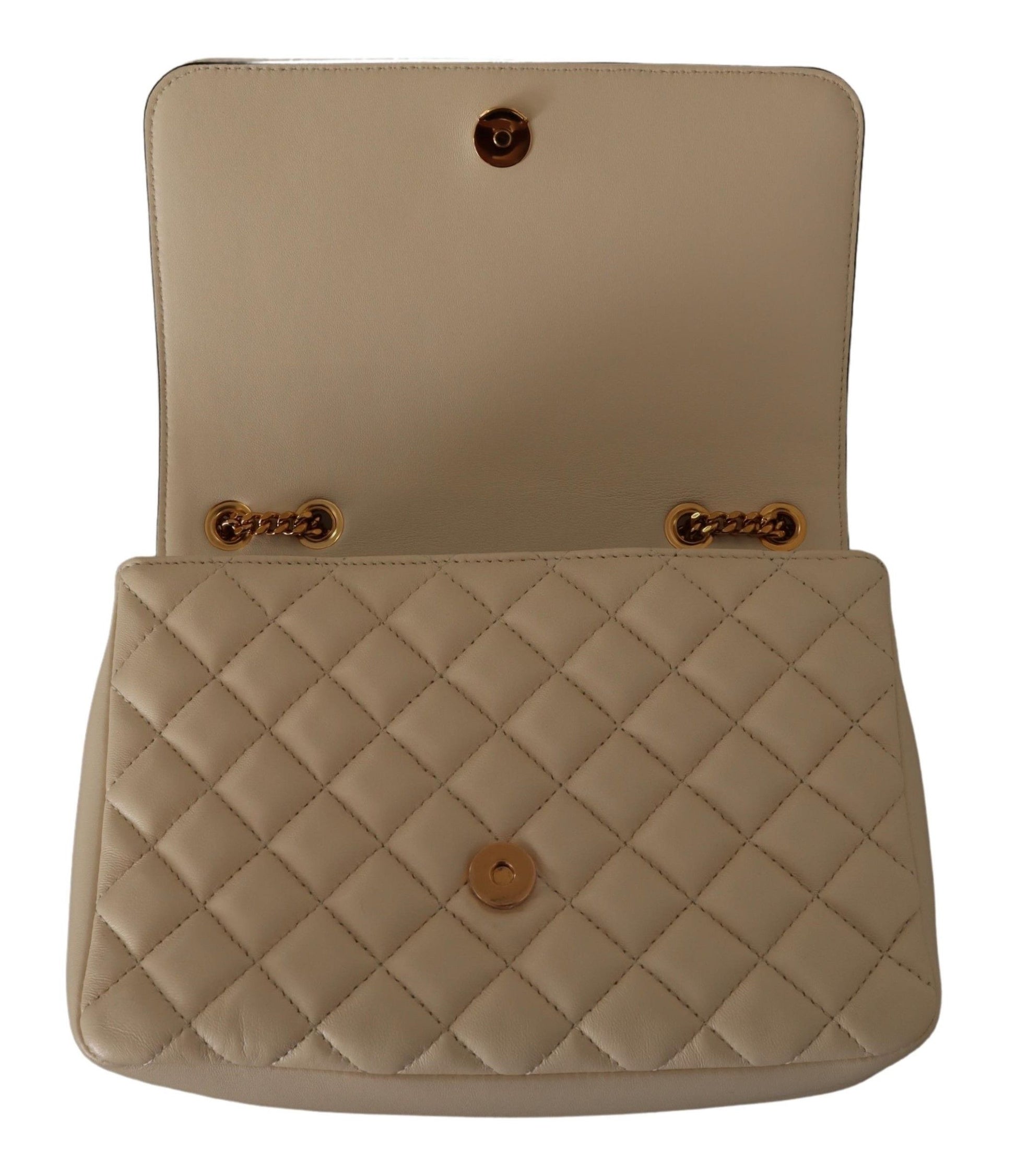 Elegant White Nappa Leather Shoulder Bag - GLAMHUB BOUTIQUE 