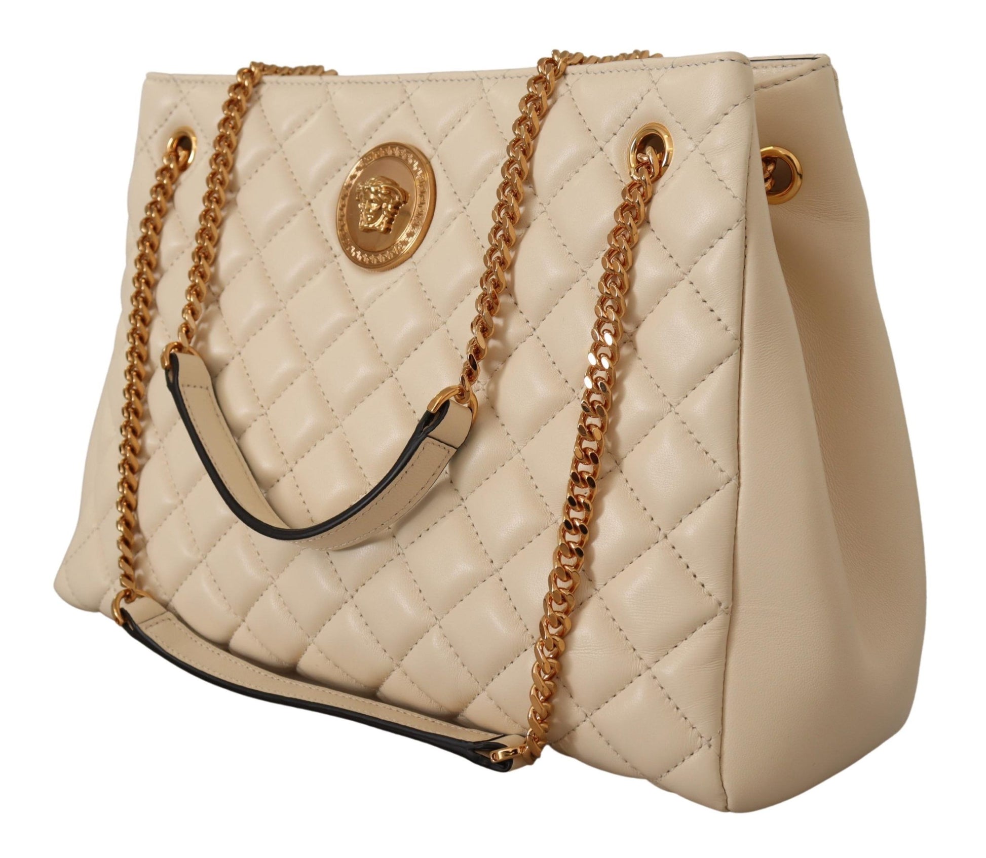 Elegant Quilted Nappa Leather Tote - GLAMHUB BOUTIQUE 