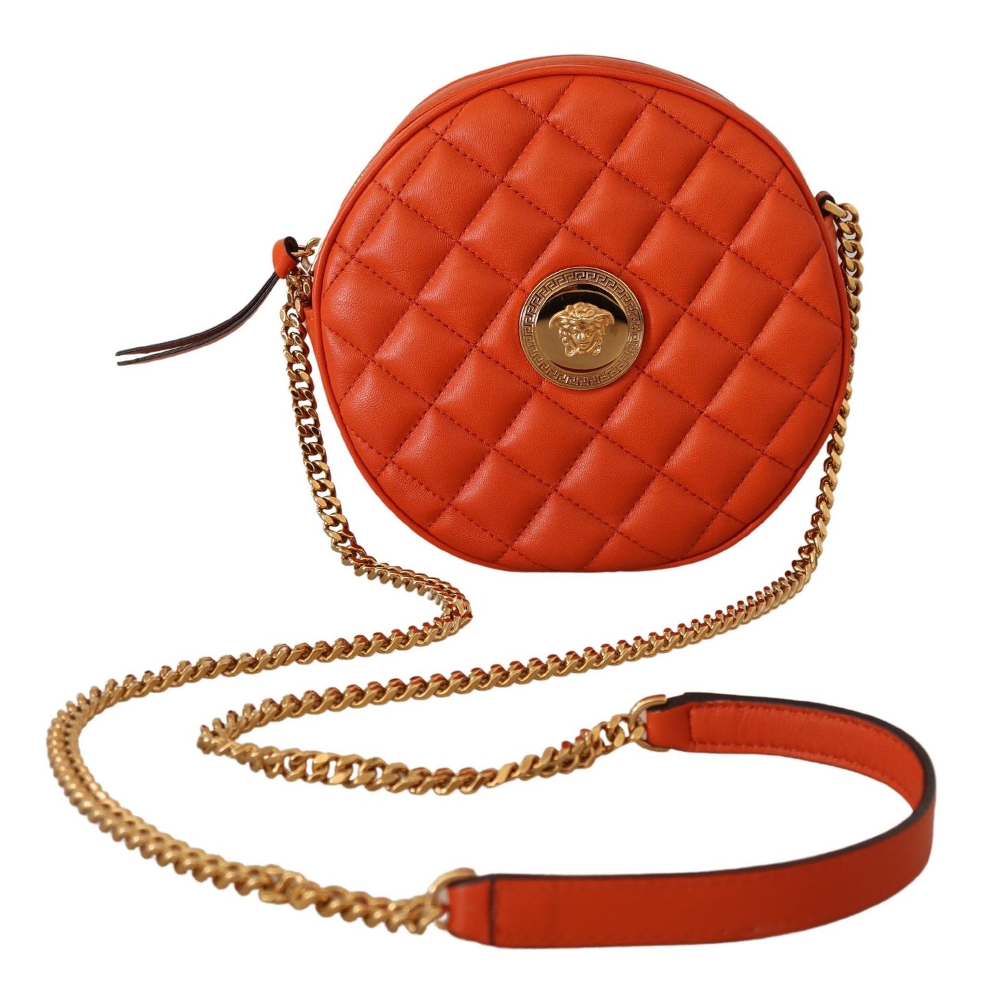 Elegant Round Nappa Leather Crossbody Bag - GLAMHUB BOUTIQUE 