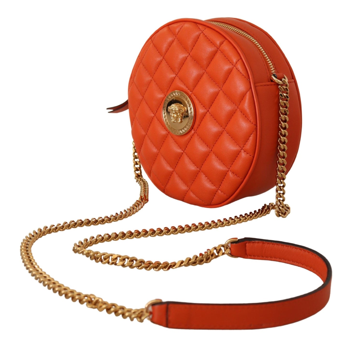 Elegant Round Nappa Leather Crossbody Bag - GLAMHUB BOUTIQUE 