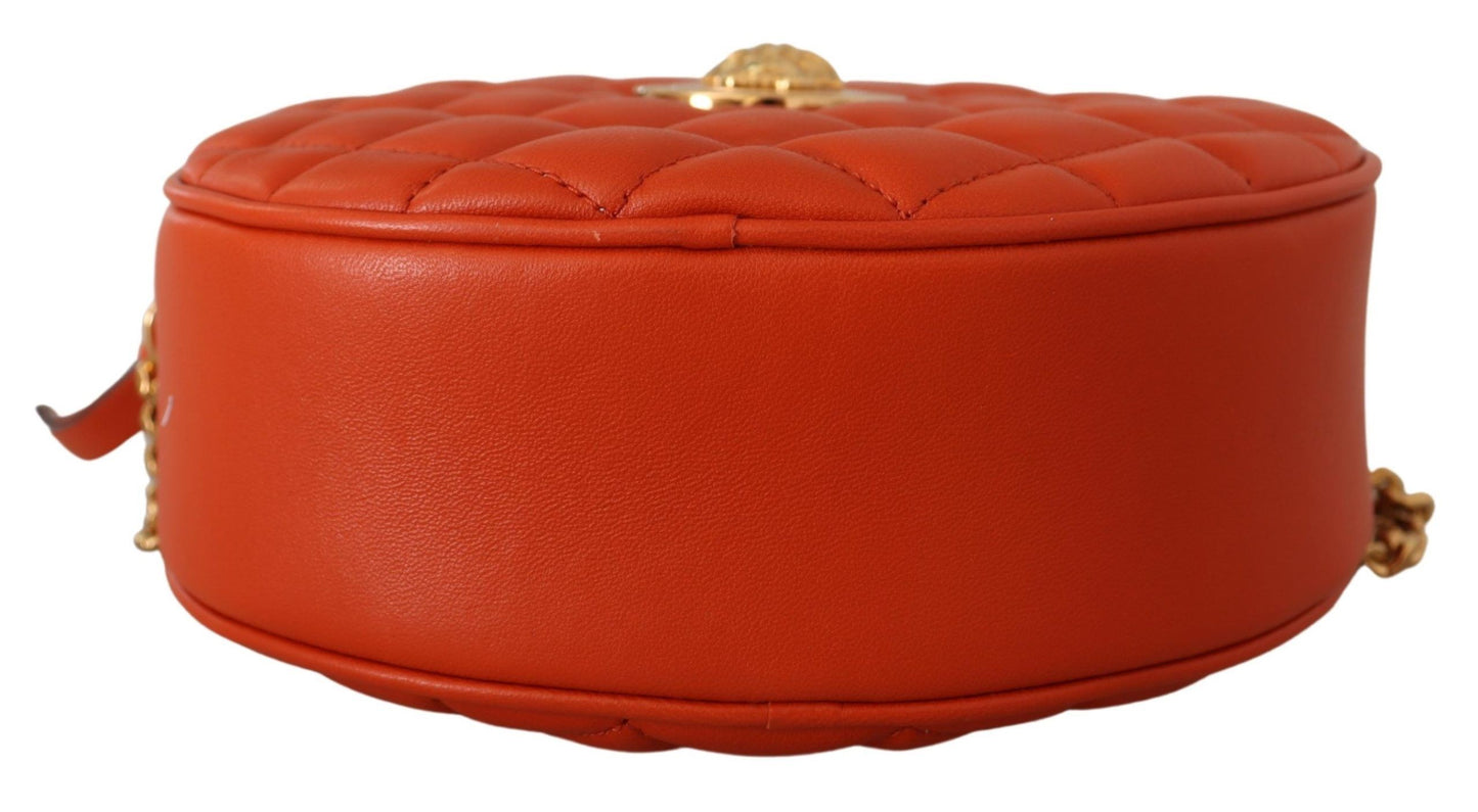 Elegant Round Nappa Leather Crossbody Bag - GLAMHUB BOUTIQUE 